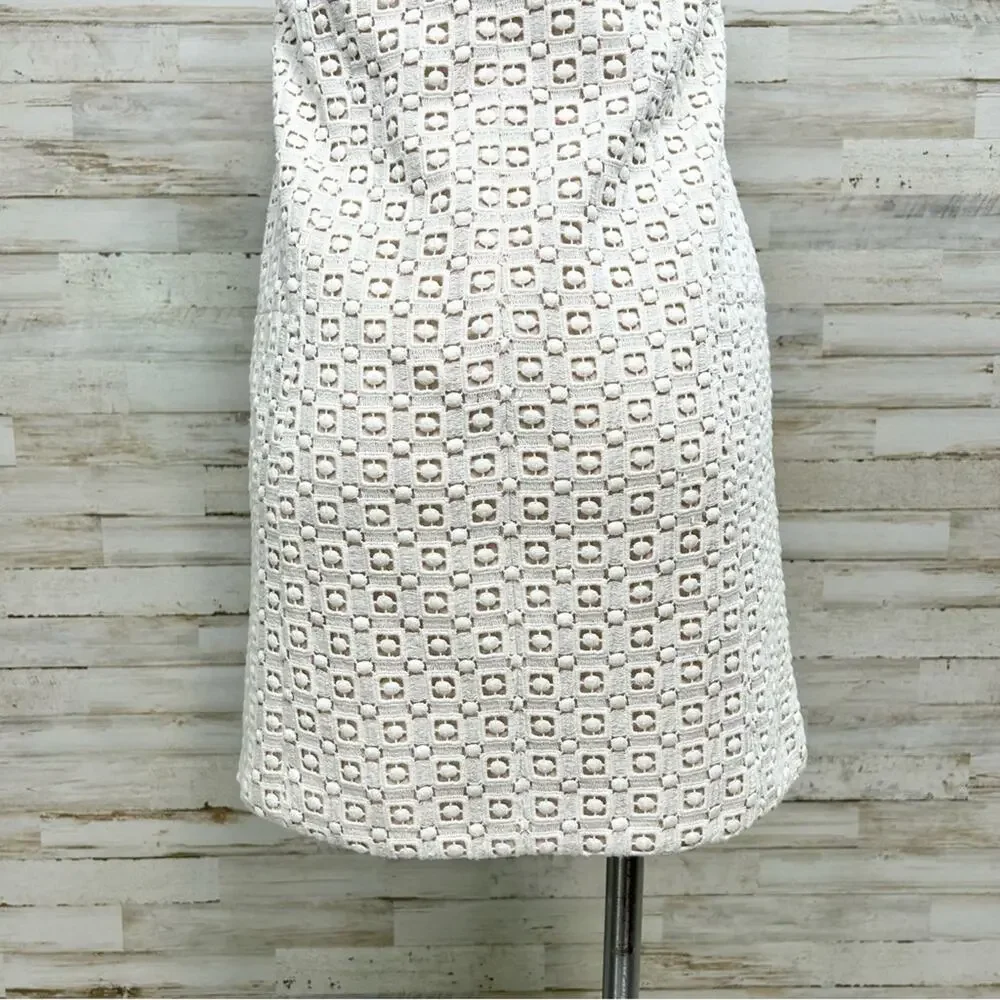 Tibi Sonoran Sleeveless Eyelet Shift Dress Size 0 Ivory Overlay Neutral Cotton - Picture 11 of 15